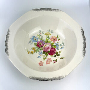 Vintage The Limoges Co Serving Fruit Bowl June Rose Made in USA Floral Flowers